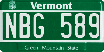 VT license plate NBG589