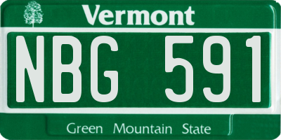 VT license plate NBG591