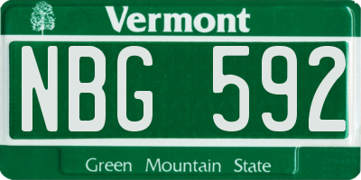 VT license plate NBG592