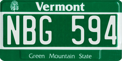 VT license plate NBG594