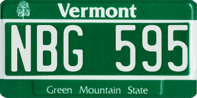 VT license plate NBG595