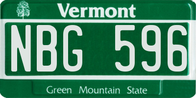 VT license plate NBG596