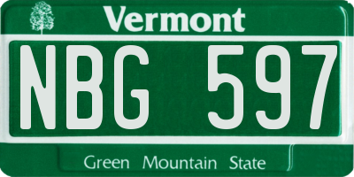 VT license plate NBG597