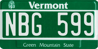 VT license plate NBG599