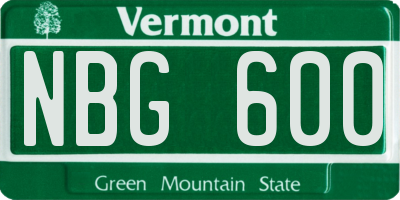 VT license plate NBG600