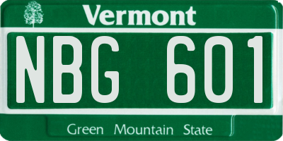 VT license plate NBG601