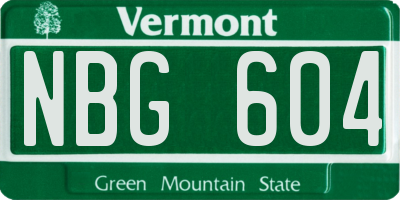 VT license plate NBG604