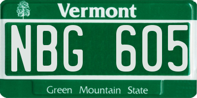 VT license plate NBG605