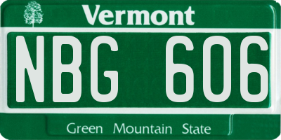 VT license plate NBG606