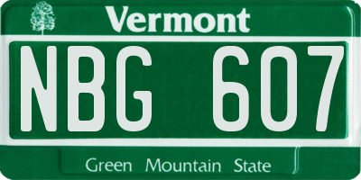 VT license plate NBG607