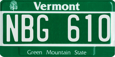 VT license plate NBG610