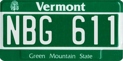 VT license plate NBG611