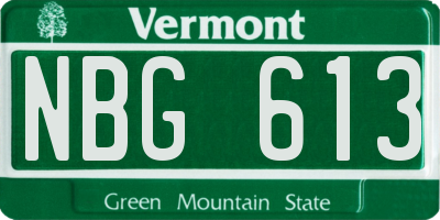 VT license plate NBG613