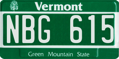 VT license plate NBG615