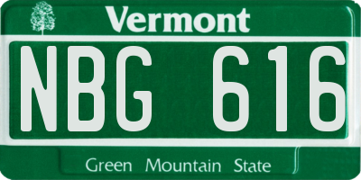 VT license plate NBG616
