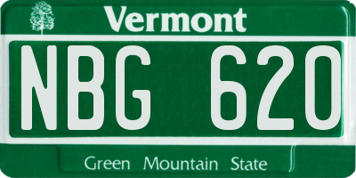 VT license plate NBG620