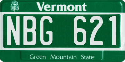 VT license plate NBG621