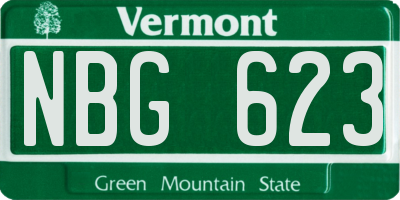 VT license plate NBG623