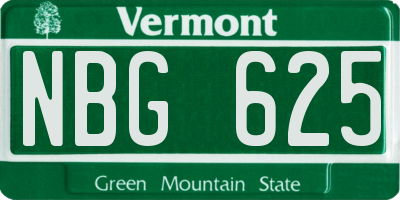VT license plate NBG625