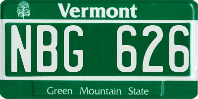 VT license plate NBG626