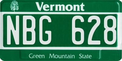 VT license plate NBG628