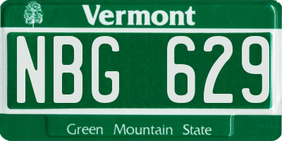VT license plate NBG629