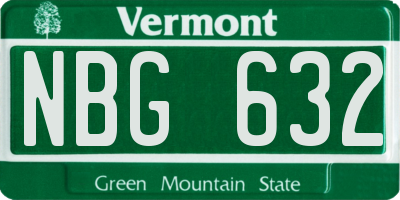 VT license plate NBG632