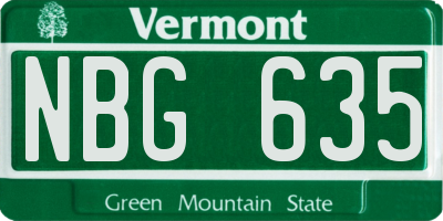 VT license plate NBG635