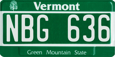 VT license plate NBG636