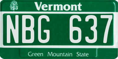 VT license plate NBG637