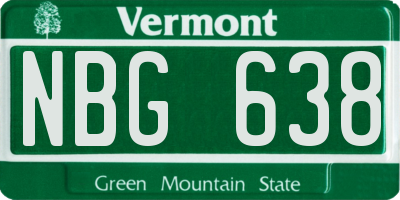 VT license plate NBG638