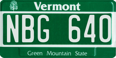 VT license plate NBG640