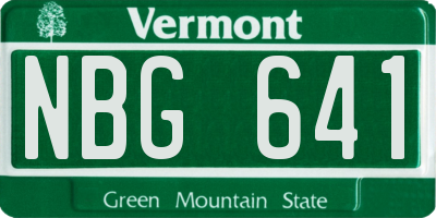 VT license plate NBG641