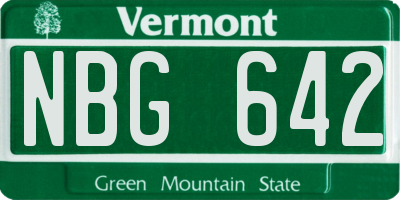 VT license plate NBG642