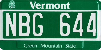 VT license plate NBG644