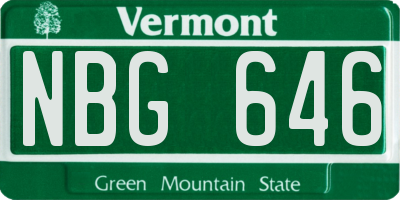 VT license plate NBG646