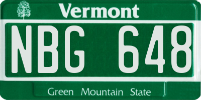 VT license plate NBG648