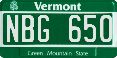 VT license plate NBG650