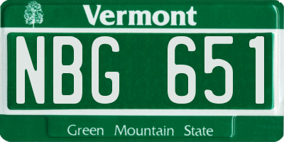 VT license plate NBG651