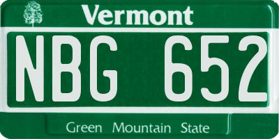 VT license plate NBG652