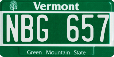 VT license plate NBG657