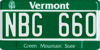 VT license plate NBG660