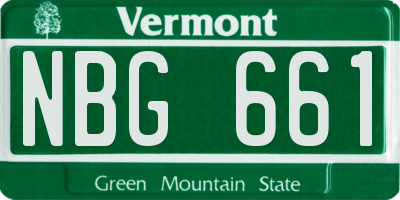VT license plate NBG661