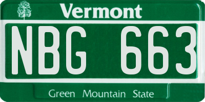 VT license plate NBG663