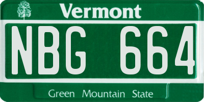 VT license plate NBG664