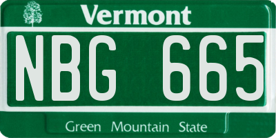 VT license plate NBG665