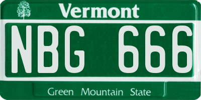 VT license plate NBG666