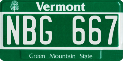 VT license plate NBG667