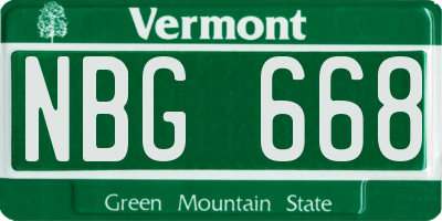 VT license plate NBG668