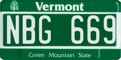 VT license plate NBG669